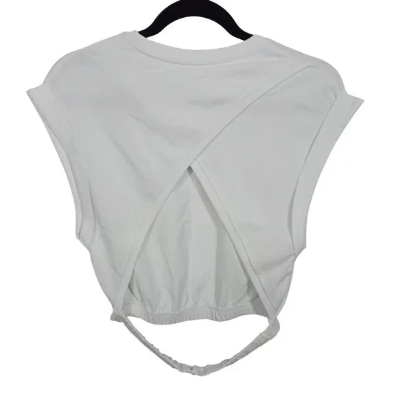 *SOLD* Zara Womens T Shirt Size M White Cropped Short Sleeve Open Back Top - Picture 2 of 6